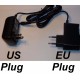  Adapter Input 100-240 VAC , Output 12V DC 1000mA USA or EU Plug
