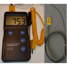 Digital Pyrometer Thermometer with 6" Fine Thermocouple for heat treatment ,Test Lead Melting Pot Soldiers, Mold, Cast