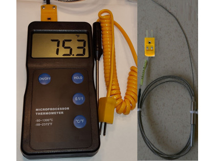 Digital Pyrometer Thermometer with 6" Fine Thermocouple for Heat Treatment Test Lead Melting Pot Soldiers Mold Cast