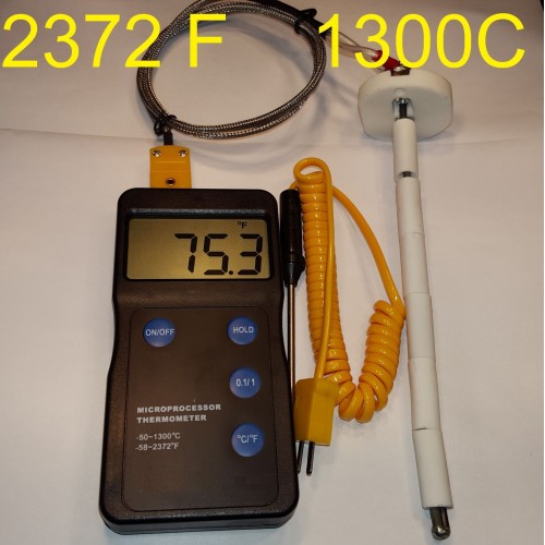 K Type Black High Temperature Thermometer Pyrometer and Probe Set 1300℃ 2327℉ 