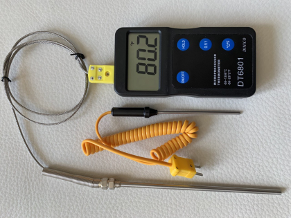 Digital Pyrometer Thermometer with 6" Long Thermocouple High Temperature 1800F for Kiln Oven Furnace