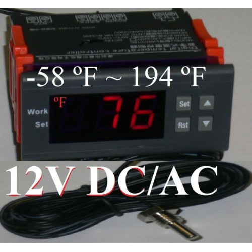 DC 12V Digital Temperature Controller Thermostat Control Fahrenheit w/Relay NTC 