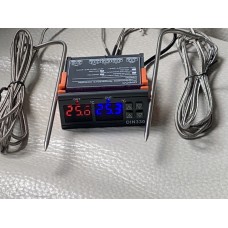 BBQ Temperature Controller Thermostat 2 Zone Switch, Buzzer for Alarm + 2 Metal braided Pin Point L sensor