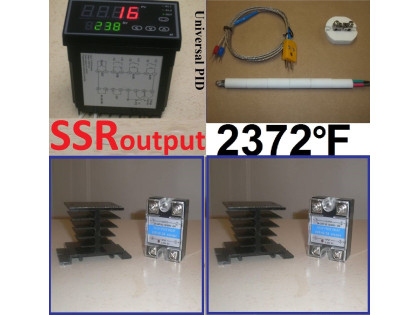 PID Programmable Temperature Control 60 Segment Ramp & Soak 1/8DIN Timely Cycles + 2SSR + 2Heatsink + TC