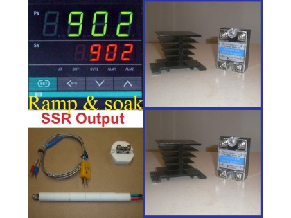 PID Programmable Temperature Control 60 Segment Ramp & Soak 1/16DIN Timely Cycles + 2SSR + 2Heatsink + TC