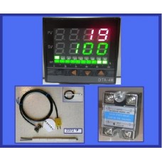 Complete Kiln Package (Fahrenheit & Celsius PID Temperature Controller Thermocouple Probe SSR Relay 40A ) 