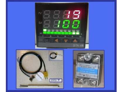 Complete Kiln Package (Fahrenheit & Celsius PID Temperature Controller Thermocouple Probe SSR Relay 40A ) 