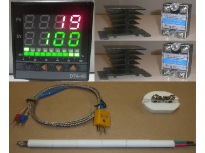 PID Temperature Controller+Thermocouple+2 x SSR+2Heatsink for 220V 2 hot line Kiln Paragon Pottery Glass Annealing