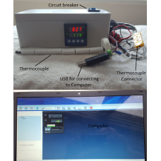 USB PC Plug & Play Programmable Ramp & Soak PID Temperature Controller & Recorder with Circuit Breaker 20A and Ceramic Thermocouple Sensor for Kiln Pottery Glass Annealing