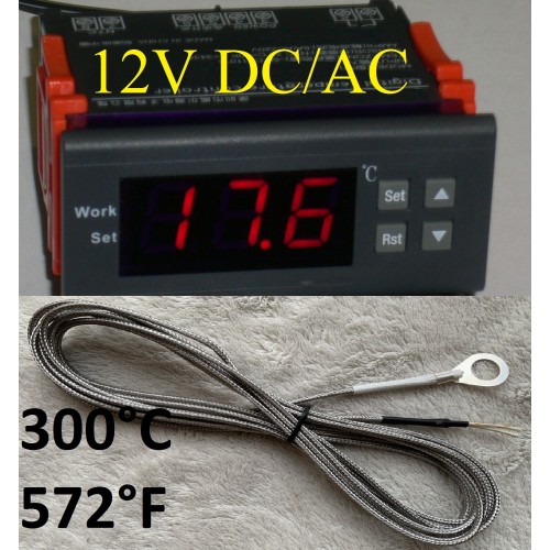 12V inserted Test LED Digital Temperature Display Thermometer Relay W/ Sensor 