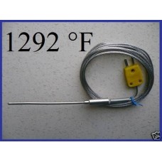 4" Probe Sensor K Thermocouple -1292 °F (with Flat Pin connector) for Kiln Digital Thermometer 