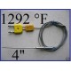 4" probe K Thermocouple -1292 °F (with flat pin and detachable banana plug)