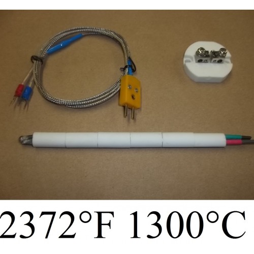 Very High Temperature K-Type Thermometer with Ceramic Insulated Probe  Sensor for Kiln, Crucible and Forge up to 2372 °F 1300 °C Model CR-8