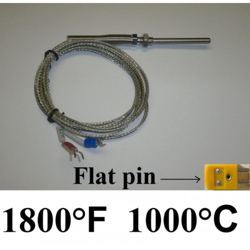 K TYPE THERMOCOUPLE HIGH TEMPERATURE PROBE 1500MM LONG PIZZA OVEN ETC PARTS 