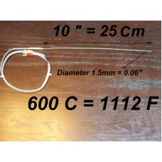 K Thermocouple Long 10" very Fine Gage, Fast Response, Pin Point,Tapered and Flexible Probe Sensor (1.5mm Tip Diameter) - for BGA Chip, LCD test, Jovy Soldering, Solder Iron Station