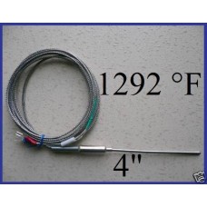 4" probe K Thermocouple High Temperature 1292 °F 700 °C for Controllers