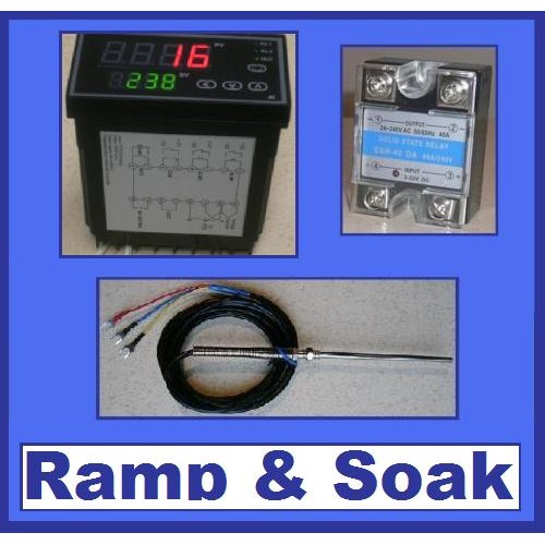 Ramp & Soak Temperature Controller Kiln 2 SSR Thermocouple Programmable fr 220V 
