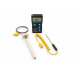 DP-6801 pyrometer kit showing ceramic probe, braided lead and yellow test-probe cable