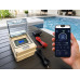 DIN500-N waterproof WiFi pool heater controller with front display, temperature sensor, and dry-contact control wires