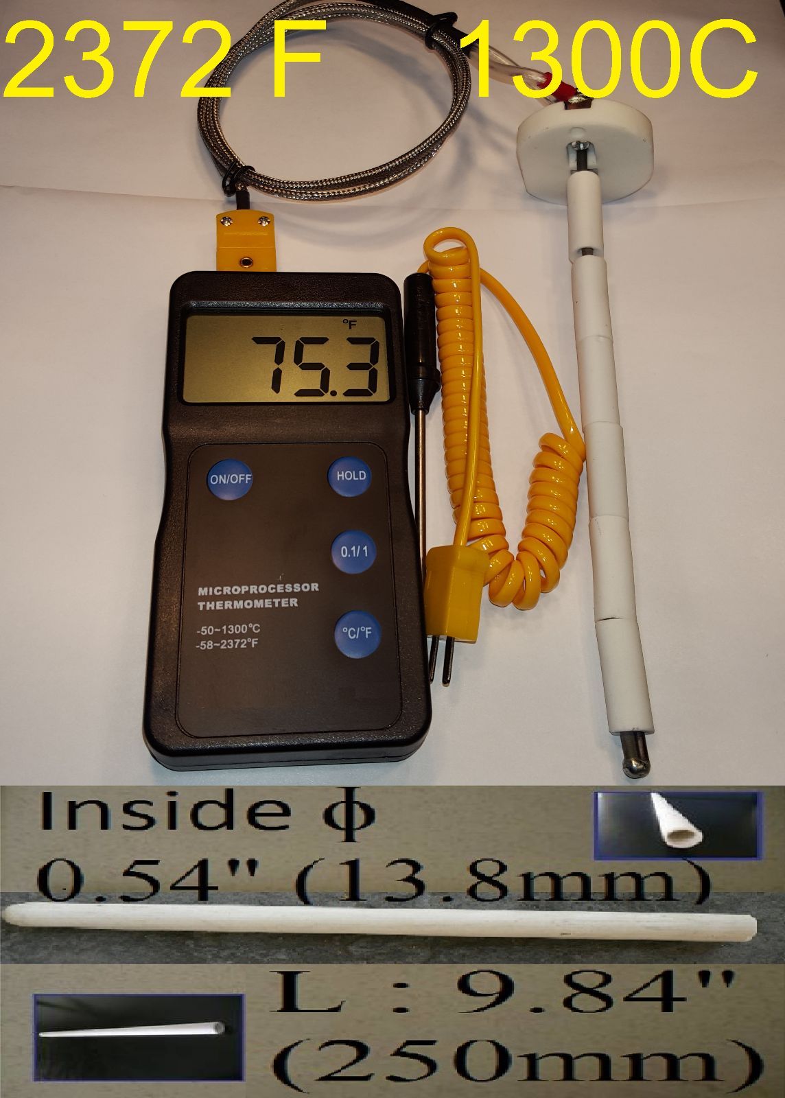 Kiln Pyrometer, Ceramic Thermocouple 1300°C, Ceramic Protection Tube for Kiln Kiln Pyrometer, Ceramic Thermocouple 1300°C, Ceramic Protection Tube for Kiln