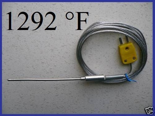 4" Probe Sensor K Thermocouple -1292 °F (with Flat Pin connector) for Kiln Digital Thermometer 4" Probe Sensor K Thermocouple -1292 °F (with Flat Pin connector) for Kiln Digital Thermometer