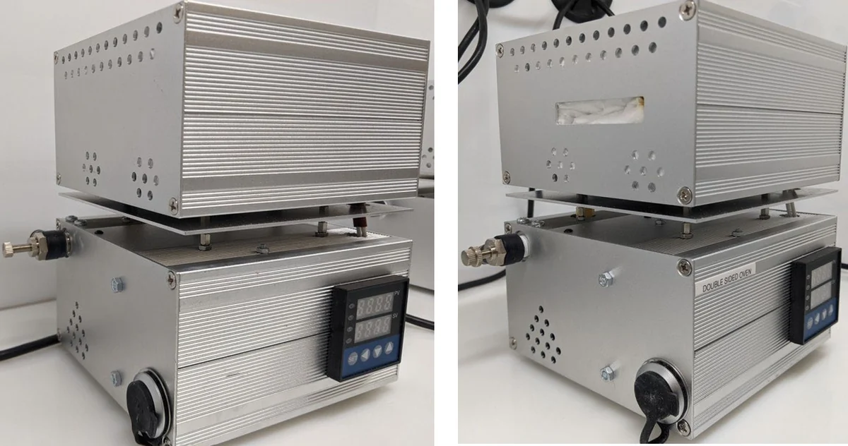 Single-sided and double-sided NASA Mark II oven configurations showing the installed front-panel PID controller